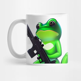 Green Frog With Gun Mug